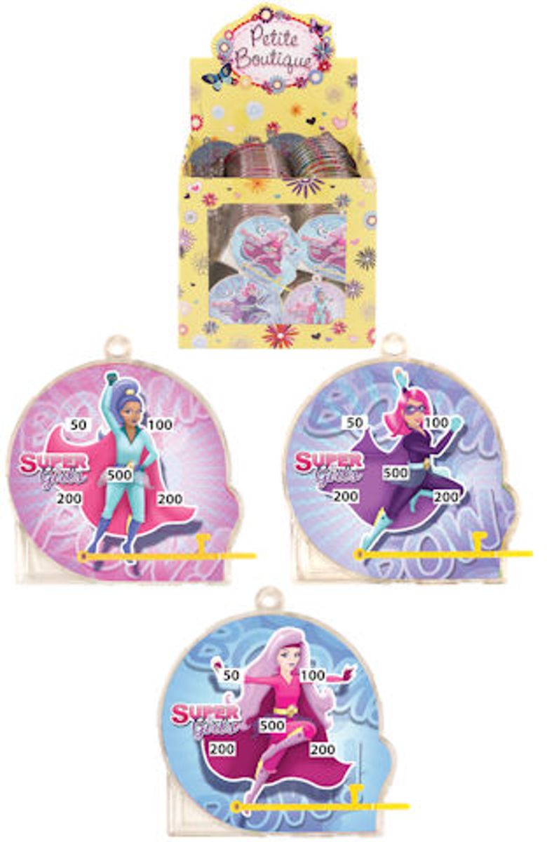 108 Stuks | Flipperspel Model: Super Girls in Traktatiebox (Uitdeelcadeautjes)